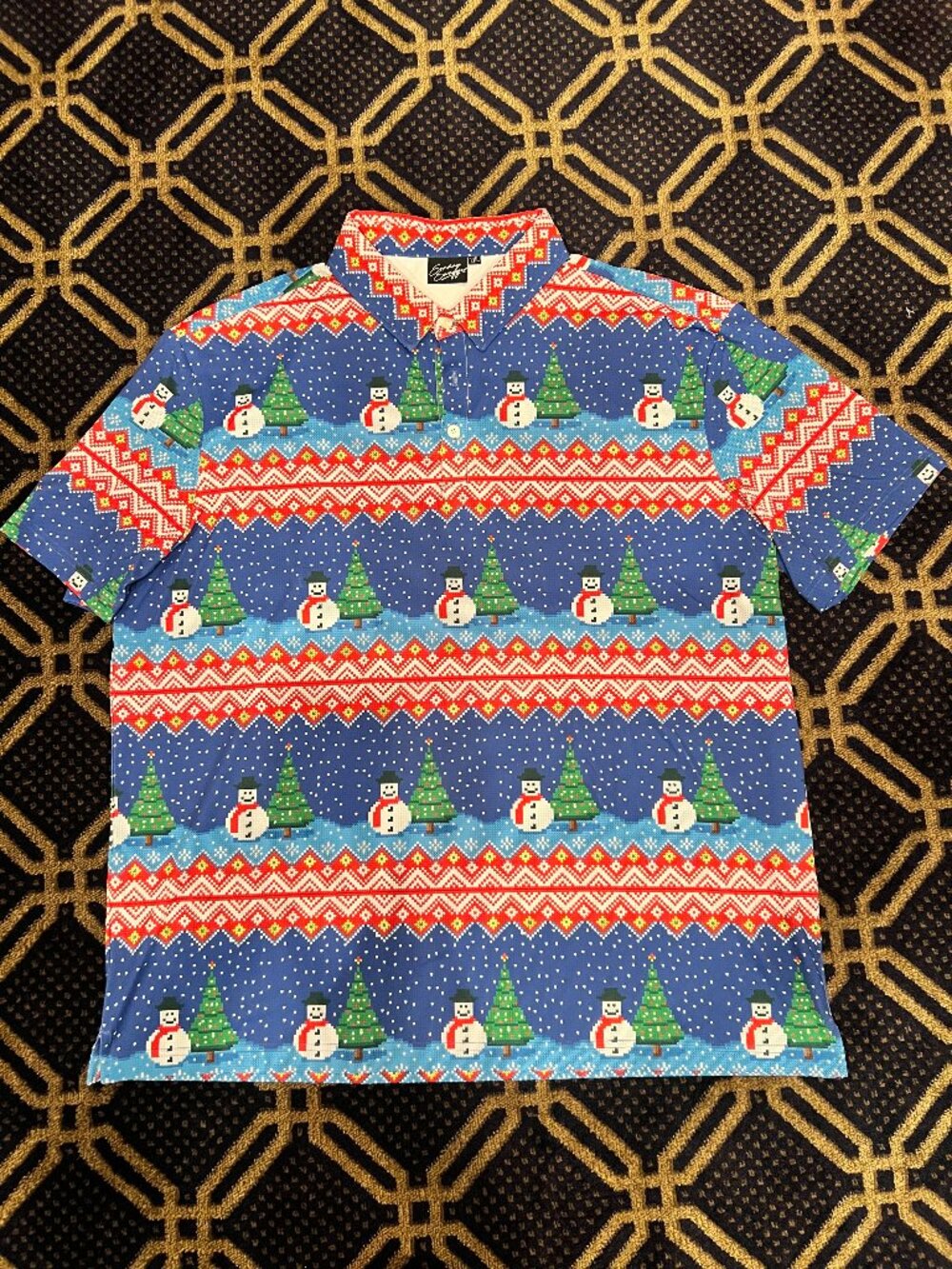 Sunday Swagger Men’s 2XL Christmas Golf Polo Ugly Sweater Snowman Holiday